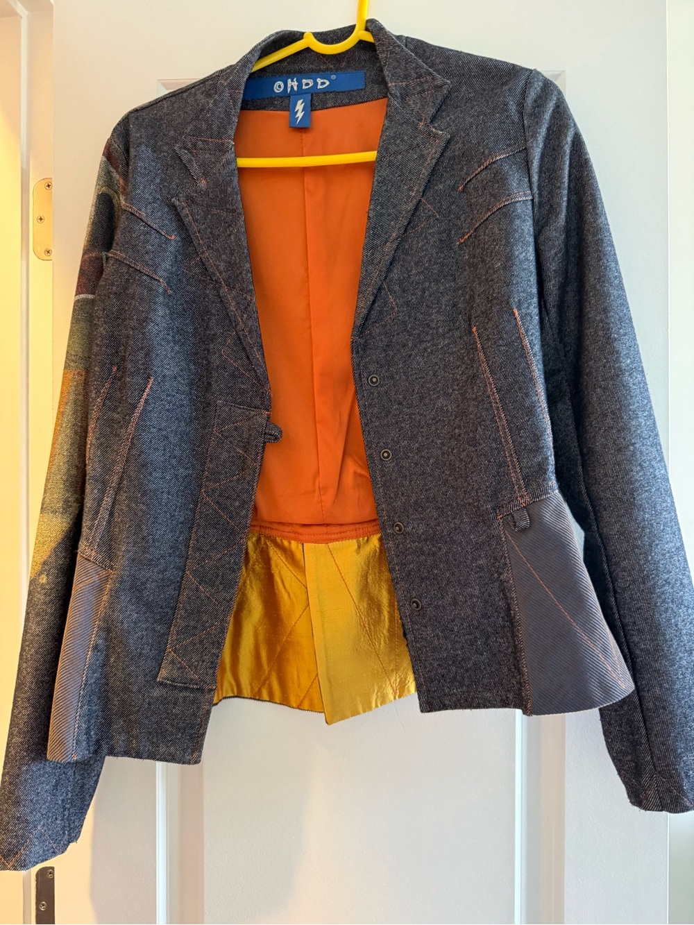 ONBD Charcoal Gray Blazer with Orange Lining